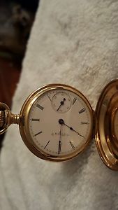 Elgin 14k 10 size double hunter with 14k chain