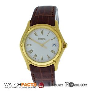New Authentic Men's Ebel Classic 8255F41 Solid 18K Yellow Gold Quartz Date Watch