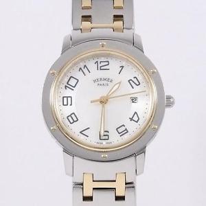 Authentic HERMES CP1.320.212 4968 Clipper Classic Gold & Steel Quartz  #650-5...
