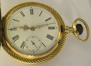 A FINE BIG HEAVY ANTIQUE 14 K YELLOW GOLD 3 COVERS POCKET WATCH BY CHATON