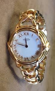 Lovely Authentic Hermes 18k Yellow and Rose Gold Ruban Watch