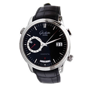 Glashutte Senator Diary Men's 42mm Automatic Black Leather Watch 100-13-02-02-04
