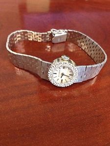 Movado - Elegant Ladies 14Kt White Gold w/ Diamond Bezel Watch