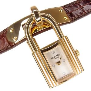 Auth HERMES Kelly watch 1995 limited edition K18YG Diamond Quartz Women Vintage