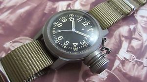 WW2 ELGIN  MILITARY CANTEEN WATCH A-11,USN BUSHIPS NEW BIG CROWN CAP