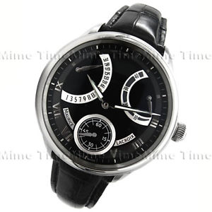 Men's Maurice Lacroix Masterpiece Calendar Retrograde Black Dial Leather $15800