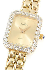 14K Y Gold Movado Swiss Quartz Diamonds Women' Analog Modern Dress Wrist Watch