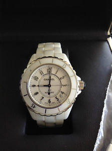 Limited Edition Chanel J12 Chronograph White Watch H1638 with box,booklets, auth
