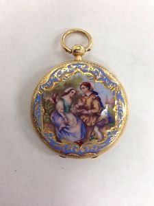 David Magnin Early Swiss Pocket Watch 18K with Miniatures
