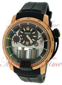 HYT H1 Black/Silver Dial Titanium Black DLC & Rose Gold on Strap 148-DG-22-GF-RU
