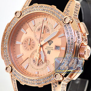 Mens Diamond Watch Aqua Master Nicky Jam 5.00 ct Iced Out Rose Gold