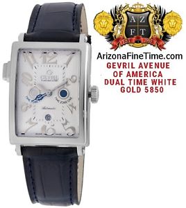 GEVRIL AVENUE OF AMERICA DUAL TIME WHITE 18KT GOLD 5850 / AUTHORIZED RETAILER