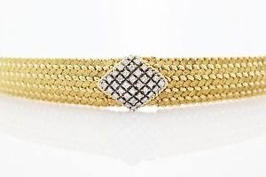Vintage 18K Yellow Gold and Diamonds Cuff Watch