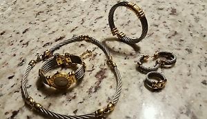 Philippe Charriol stainless steel 18K Gold Plate St Tropez 5 piece Set