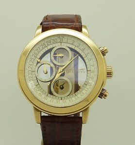 Authentic 18K Solid Gold Quinting Mysterious Men Chronograph Watch 44MM
