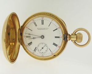 1883 RARE 18k Solid Gold Waltham Appleton Tracy Co 18S Full Hunter Pocket Watch