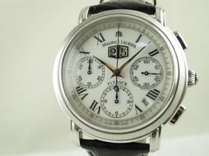 Authentic Maurice Lacroix Masterpiece Flyback Annuaire 40mm Steel White Watch