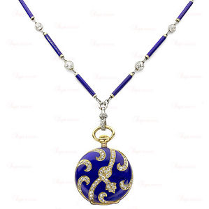 E.M. GATTLE & CO. Art- Nouveau 18k Yellow Gold Blue Enamel Watch