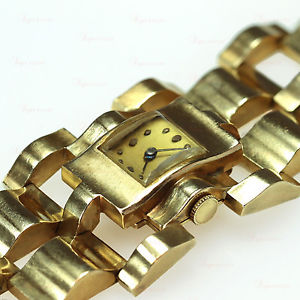 Vintage Retro 14k Yellow Gold Two-Row Bracelet Women's Watch