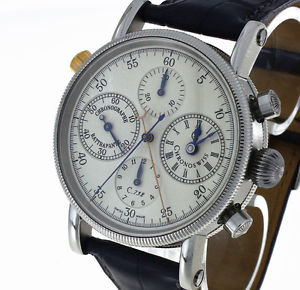 Chronoswiss Chronograph Rattrapante Automatik Stahl an Krokolederband Ref.CH7323