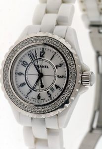 Chanel J12 Two Row Diamond Bezel $15,500.00 Ladies 33mm White Ceramic watch.