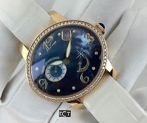 Girard Perregaux Cat’s Eye 18K Gold Diamond 08048D0A52 White Strap Blue Dial