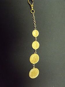 SALE--RARE GOLD COIN POCKET WATCH FOB--22K, 17.68 Grams & 5 3/4" Long