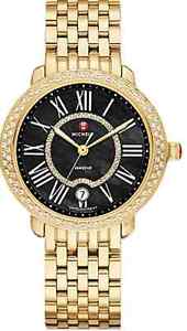 Women's MICHELE 'Serein 16 Diamond' Watch Case, 36mm x 34mm - Gold/ Black