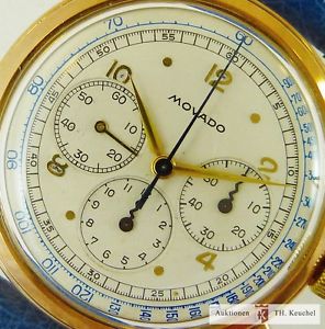 MOVADO CHRONOGRAPH 750 ROSÉGOLD CALIBER M95 1940' REVISION NEU + ZUSTAND PERFEKT