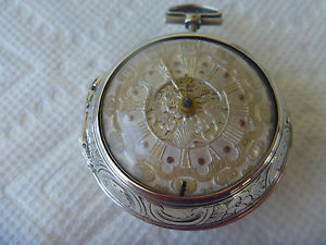 very rare awesome 1789 verge fusee repousse case and champleve dial