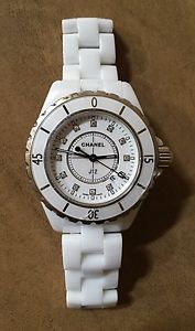 Chanel J12 White Ceramic 33mm Ladies Watch With Diamond Dial