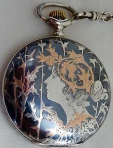 Museum Art-Nouveau silver,gold&niello Chablonen Watch,Observatory tested! Top!!!