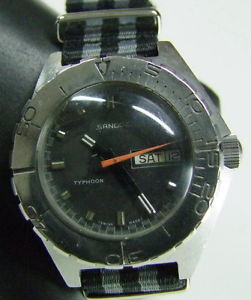 VERY RARE 70'S SANDOZ TYPHOON 1000M DIVER MAN'S WATCH