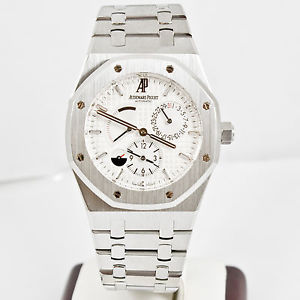 Audemars Piguet 39mm Royal Oak Dual-Time Model 26120ST.OO.1220ST.01 White Dial