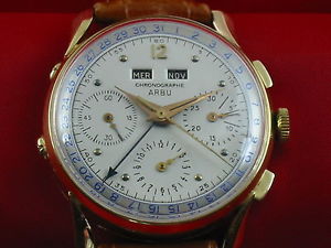 ARBU 18K / 750 Gelbgold Chronograph, triple date, Vollkalender, Werk Valjoux 72C