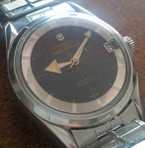 VINTAGE 1950S UNIVERSAL GENEVE POLEROUTER PILOT WATCH VERY RARE BROAD ARROW