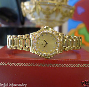 Ladies EBEL 18K Yellow Gold Diamond Bezel Gold Dial Dress Watch