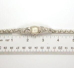 SPECIAL! ANTIQUE,14K WHITE GOLD HAMILTON MECHANICAL 3.5CT DIAMOND WATCH 25 GRAM