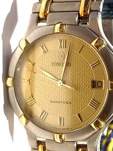 Concord Saratoga Watch Date Quartz 18k Yellow Gold / Stainless Steel Unused