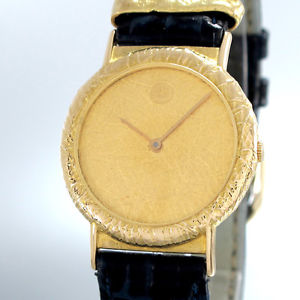 ARS HERREN/ DAMENUHR - 750/18K Gelbgold mit Lederband - Quarz - Eta Werk - 37,2g