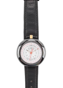 AUTH LOUIS VUITTON Black Monterey LV2 Traveller Alarm Wrist Watch MHL WY3255