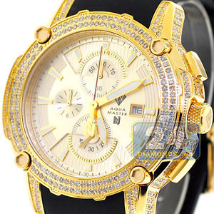 Mens Diamond Watch Aqua Master Nicky Jam 5.00 ct Iced Out Yellow Gold