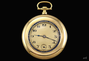 Vintage 18k Yellow Gold & Natural Sapphire Men's Swiss 15 Jewel Pocketwatch
