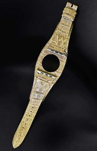 ATTILA ASZODI HANDMADE MINK LOUISIANA ALLIGATOR BUND STRAP FOR 42MM APPLE WATCH