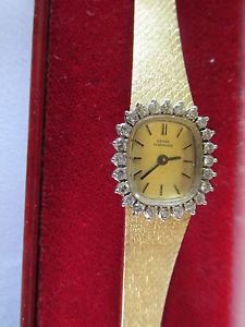 70s Girard Perregaux 18ct Gold Diamond Womens Wristwatch Original Guarantee Box