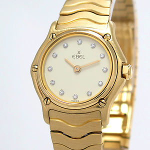 EBEL "Classic Lady" Ref.8057901 von 08/1997 - 18K/750 GG - Diamantbesatz, Ø 24mm