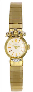 Ladies Vintage 18k Yellow Gold & Diamond Gubelin Watch with Hinged Dial Cover