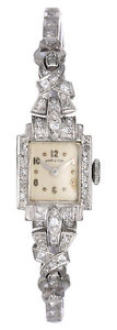 Ladies Vintage Hamilton 14k White Gold & Diamond Ladies Dress Watch