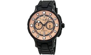 New N.O.A. Men's Matte Black PVD Coated Case & Rose Gold Color Dial Rubber Watch