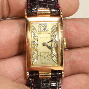 GLYCINE Gold Diamond Dial 1940's Rare Watch